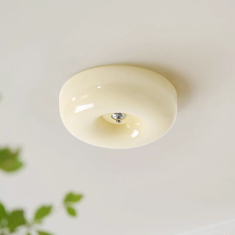 Hailie Cream Glass Flush Mount Ceiling Light – LED, 12.6–18.1"