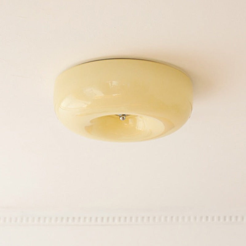 Hailie Cream Glass Flush Mount Ceiling Light – LED, 12.6–18.1"
