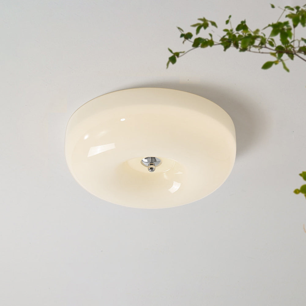 Hailie Cream Glass Flush Mount Ceiling Light – LED, 12.6–18.1"