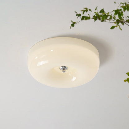 Hailie Cream Glass Flush Mount Ceiling Light – LED, 12.6–18.1"