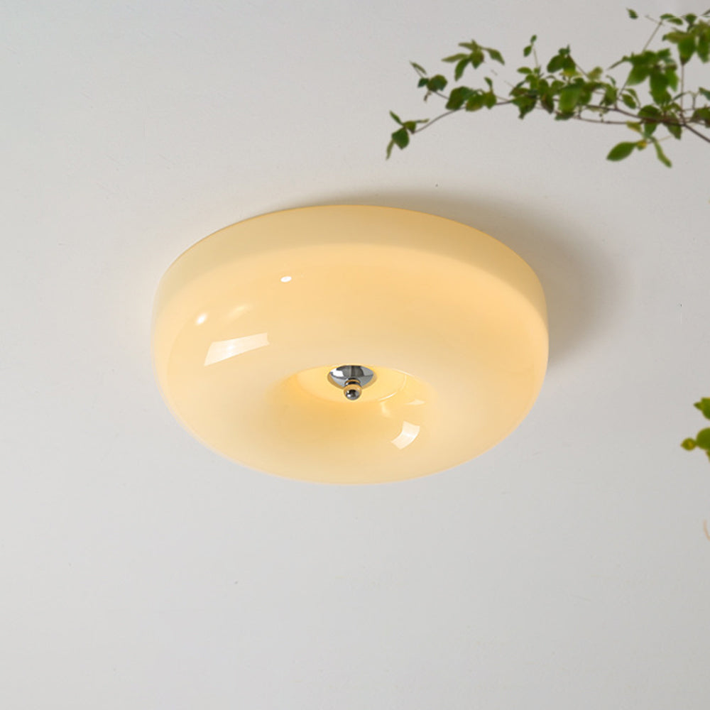 Hailie Cream Glass Flush Mount Ceiling Light – LED, 12.6–18.1"