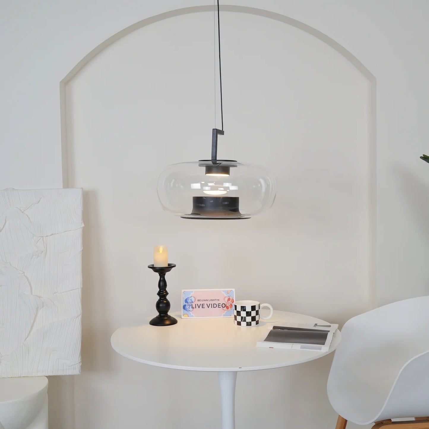 Hailie Modern Round Glass Pendant Light – Dining & Bedroom