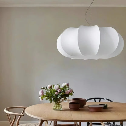 Ozawa Vintage Oblate Silk & Metal Pendant Light – 3 Sizes