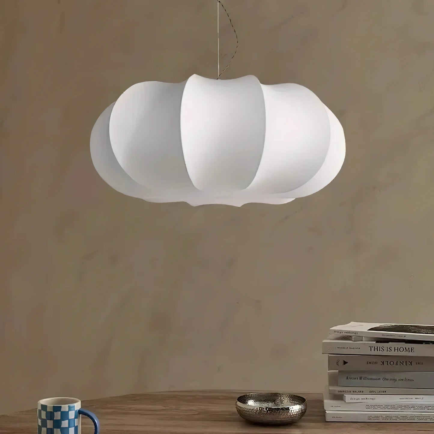 Ozawa Vintage Oblate Silk & Metal Pendant Light – 3 Sizes