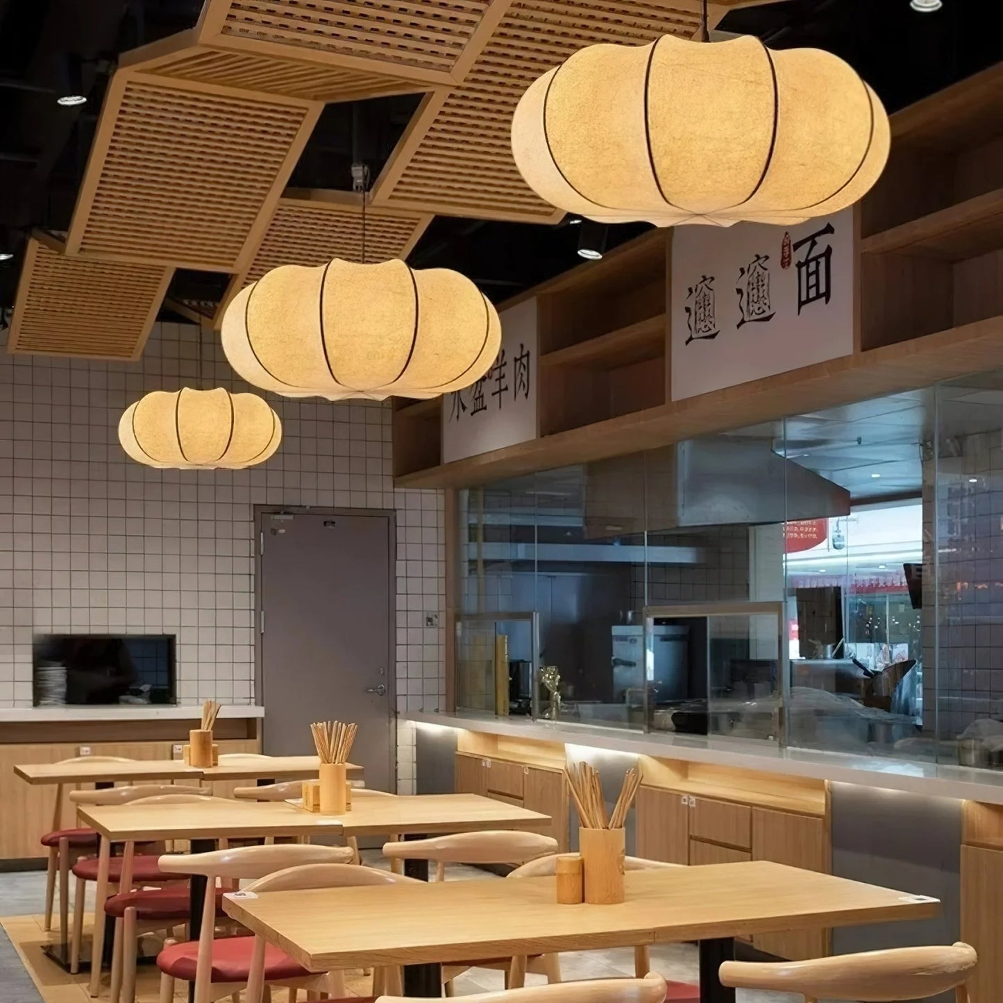 Ozawa Vintage Oblate Silk & Metal Pendant Light – 3 Sizes