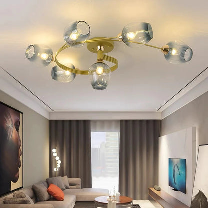 Nordic LED Ceiling Chandelier – Modern Glass Retro Pendant Lamp