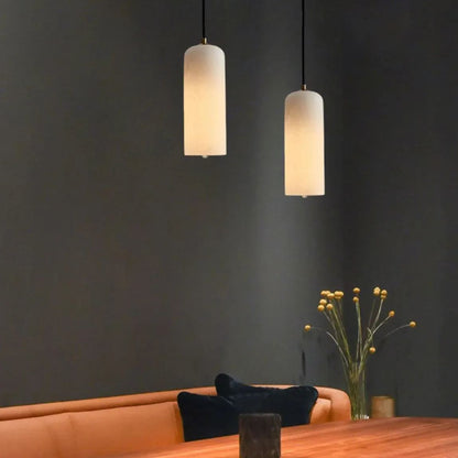 Jade Minimalist Metal & Alabaster Pendant Light – Brass Finish