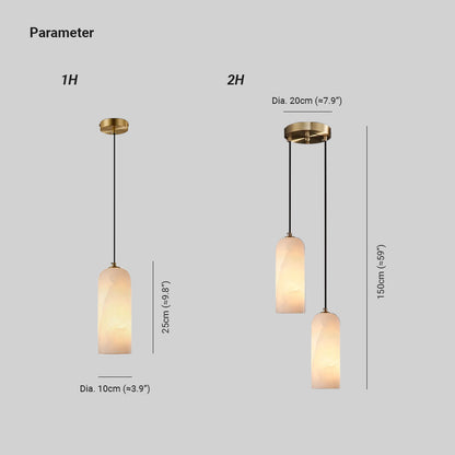 Jade Minimalist Metal & Alabaster Pendant Light – Brass Finish