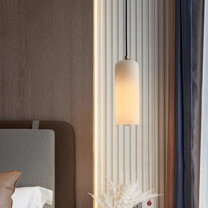 Jade Minimalist Metal & Alabaster Pendant Light – Brass Finish