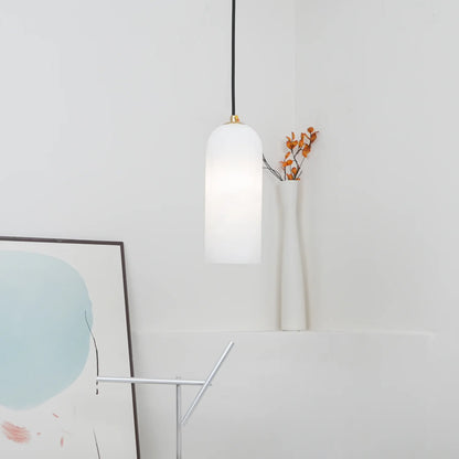Jade Minimalist Metal & Alabaster Pendant Light – Brass Finish