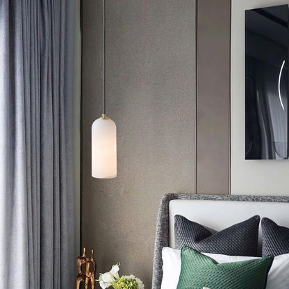 Jade Minimalist Metal & Alabaster Pendant Light – Brass Finish