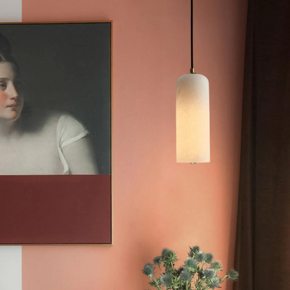 Jade Minimalist Metal & Alabaster Pendant Light – Brass Finish
