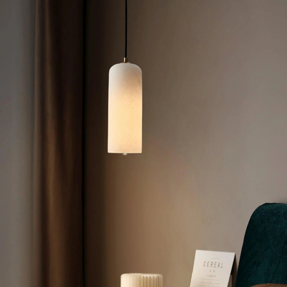 Jade Minimalist Metal & Alabaster Pendant Light – Brass Finish