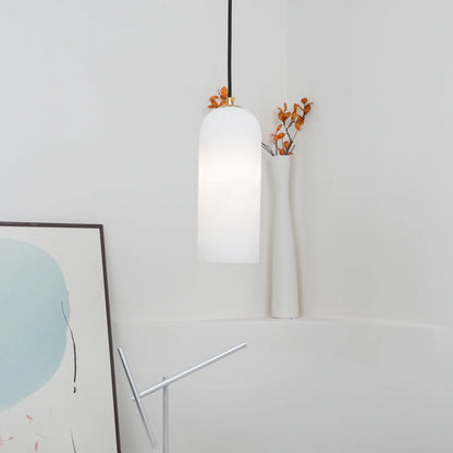 Jade Minimalist Metal & Alabaster Pendant Light – Brass Finish