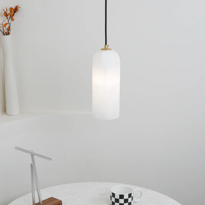 Jade Minimalist Metal & Alabaster Pendant Light – Brass Finish
