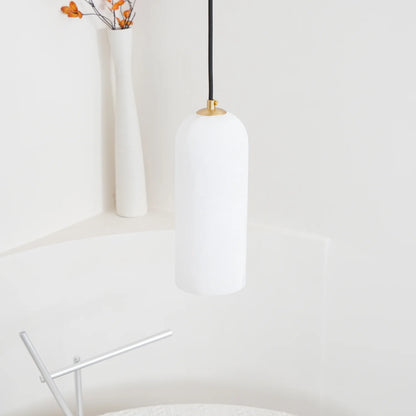 Jade Minimalist Metal & Alabaster Pendant Light – Brass Finish