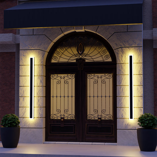 Edge Modern Outer Glow Linear Outdoor Wall Light – Dark Steel