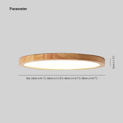 Ozawa Modern Wood Round Flush Mount Ceiling Light – 4 Sizes