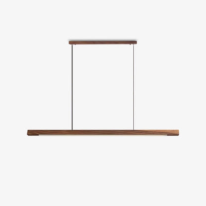 Scandinavian Wood Linear Pendant Light With Warm LED Glow