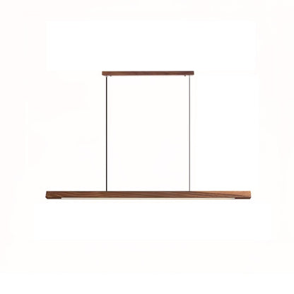 Scandinavian Wood Linear Pendant Light With Warm LED Glow