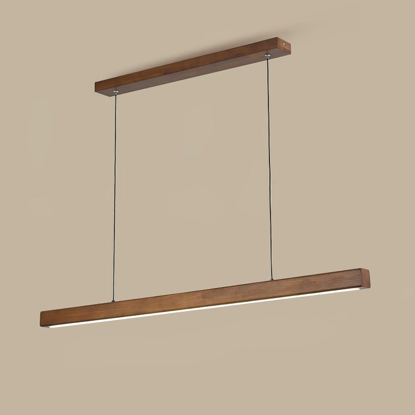Scandinavian Wood Linear Pendant Light With Warm LED Glow