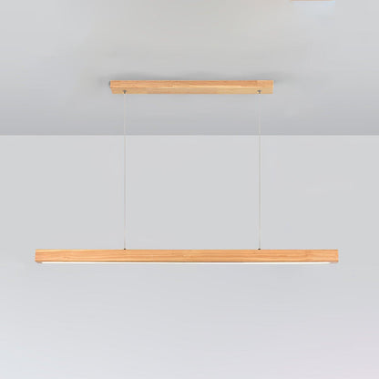 Scandinavian Wood Linear Pendant Light With Warm LED Glow