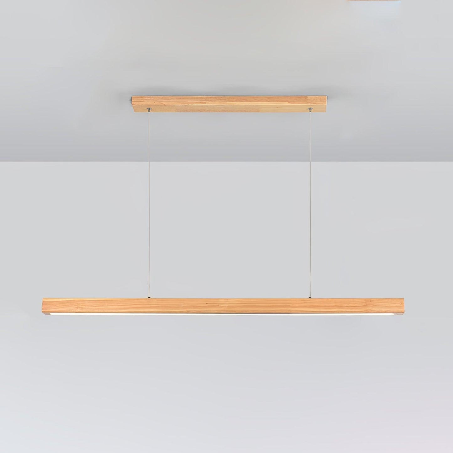 Scandinavian Wood Linear Pendant Light With Warm LED Glow
