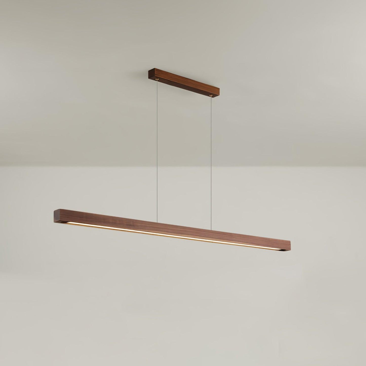 Scandinavian Wood Linear Pendant Light With Warm LED Glow