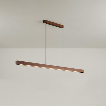 Scandinavian Wood Linear Pendant Light With Warm LED Glow