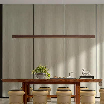 Scandinavian Wood Linear Pendant Light With Warm LED Glow