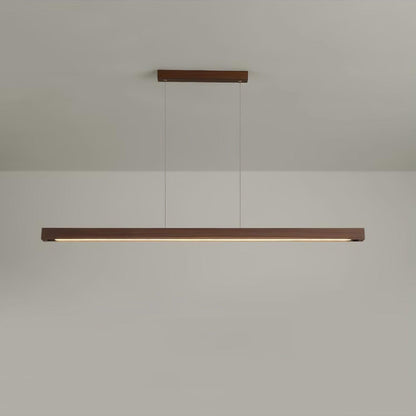 Scandinavian Wood Linear Pendant Light With Warm LED Glow