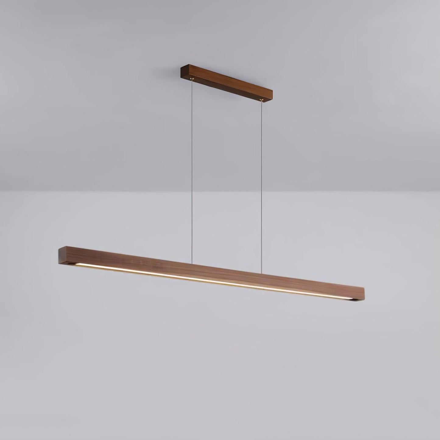 Scandinavian Wood Linear Pendant Light With Warm LED Glow