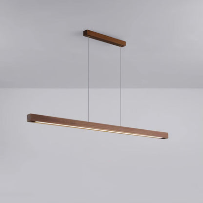 Scandinavian Wood Linear Pendant Light With Warm LED Glow