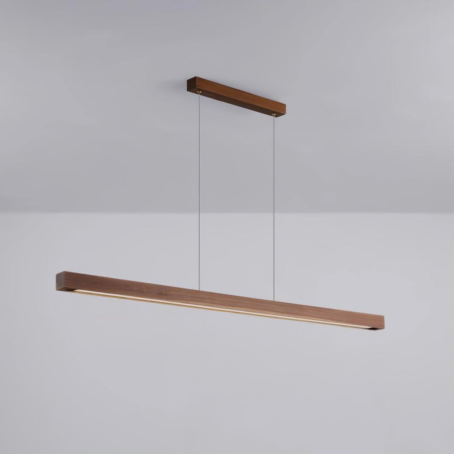 Scandinavian Wood Linear Pendant Light With Warm LED Glow