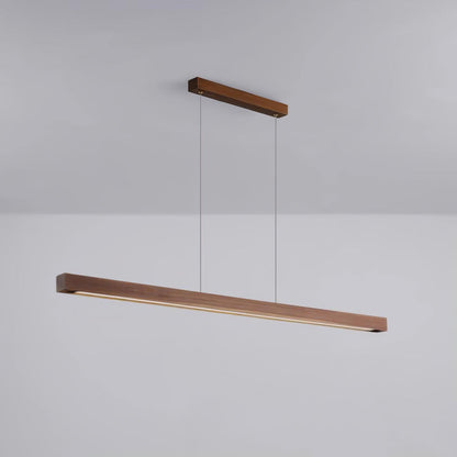 Scandinavian Wood Linear Pendant Light With Warm LED Glow