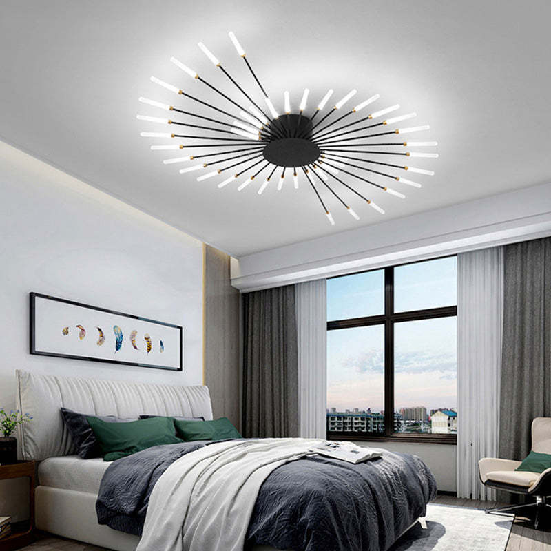 Lowry Fireworks LED Ceiling Light – Black/Gold, 12–42 Bulbs