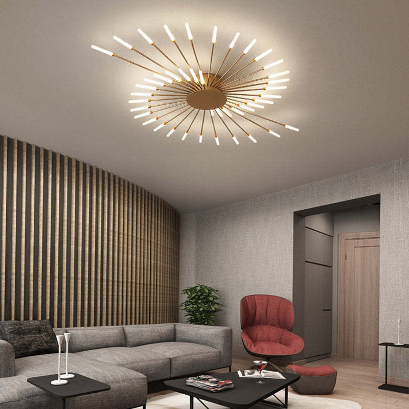 Lowry Fireworks LED Ceiling Light – Black/Gold, 12–42 Bulbs