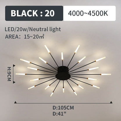 Lowry Fireworks LED Ceiling Light – Black/Gold, 12–42 Bulbs