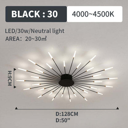 Lowry Fireworks LED Ceiling Light – Black/Gold, 12–42 Bulbs