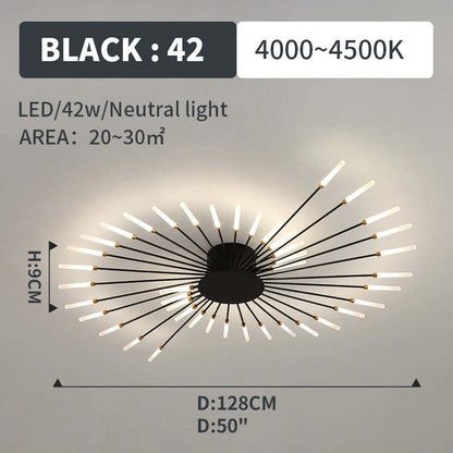 Lowry Fireworks LED Ceiling Light – Black/Gold, 12–42 Bulbs