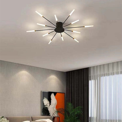Lowry Fireworks LED Ceiling Light – Black/Gold, 12–42 Bulbs