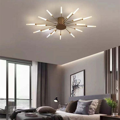 Lowry Fireworks LED Ceiling Light – Black/Gold, 12–42 Bulbs