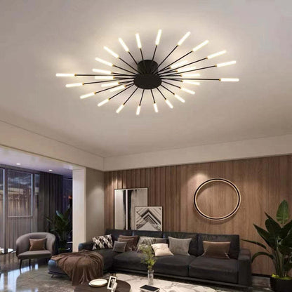Lowry Fireworks LED Ceiling Light – Black/Gold, 12–42 Bulbs