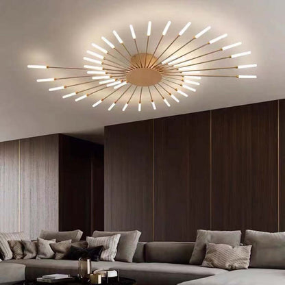 Lowry Fireworks LED Ceiling Light – Black/Gold, 12–42 Bulbs