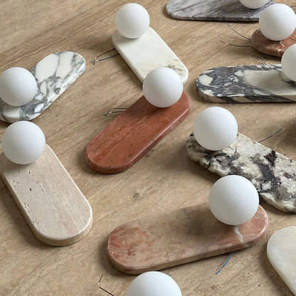 Jade Minimalist Marble & Glass Wall Lamp – Elegant Indoor Sconce