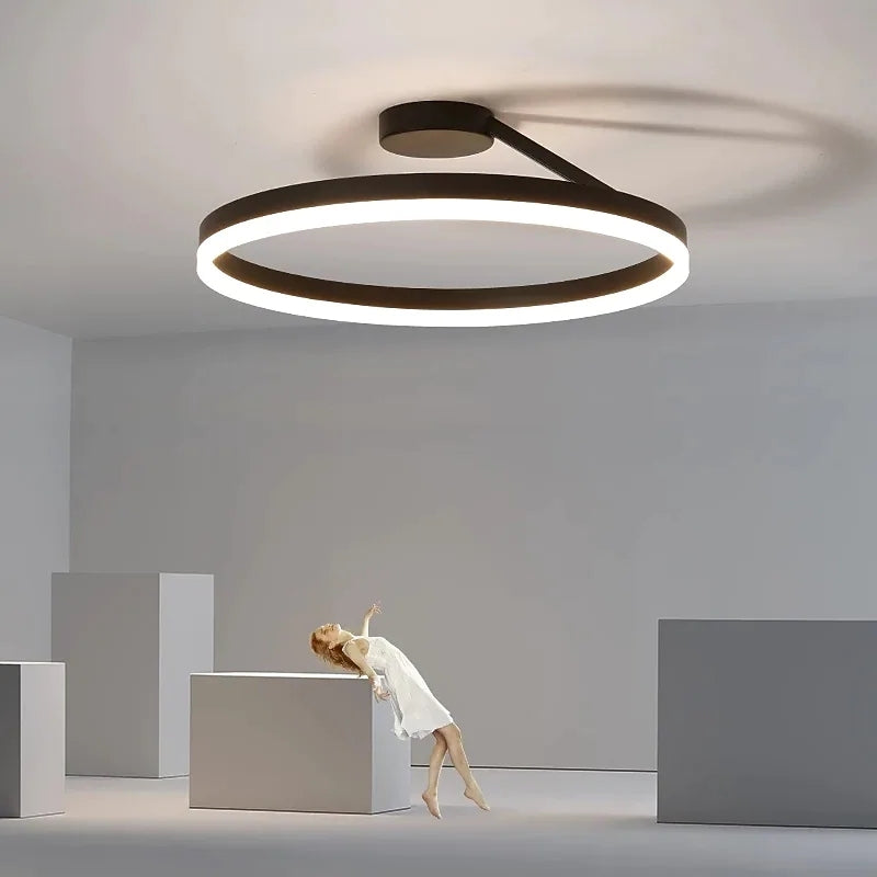 Arisha Modern Circle Flush Mount Ceiling Light – Black/White, LED