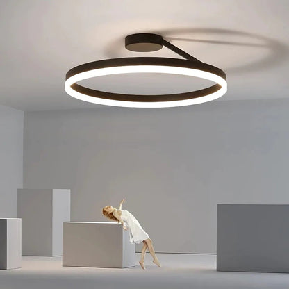 Arisha Modern Circle Flush Mount Ceiling Light – Black/White, LED