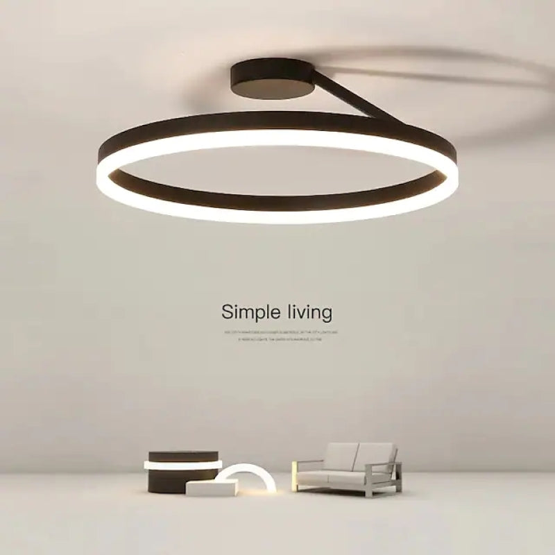Arisha Modern Circle Flush Mount Ceiling Light – Black/White, LED