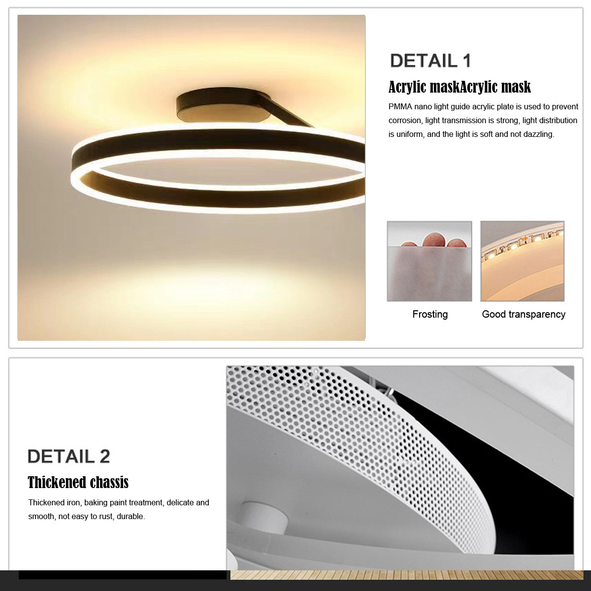 Arisha Modern Circle Flush Mount Ceiling Light – Black/White, LED