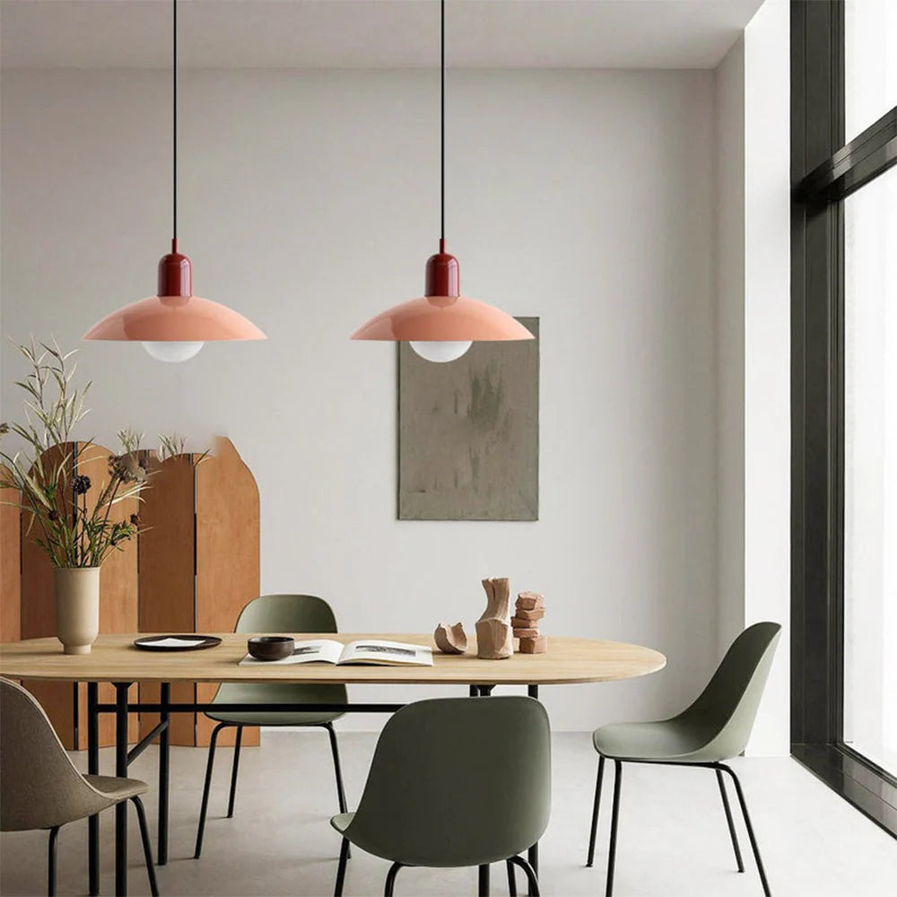 Morandi Modern Metal Pendant Light – Colorful Dome Shade, G9 Base